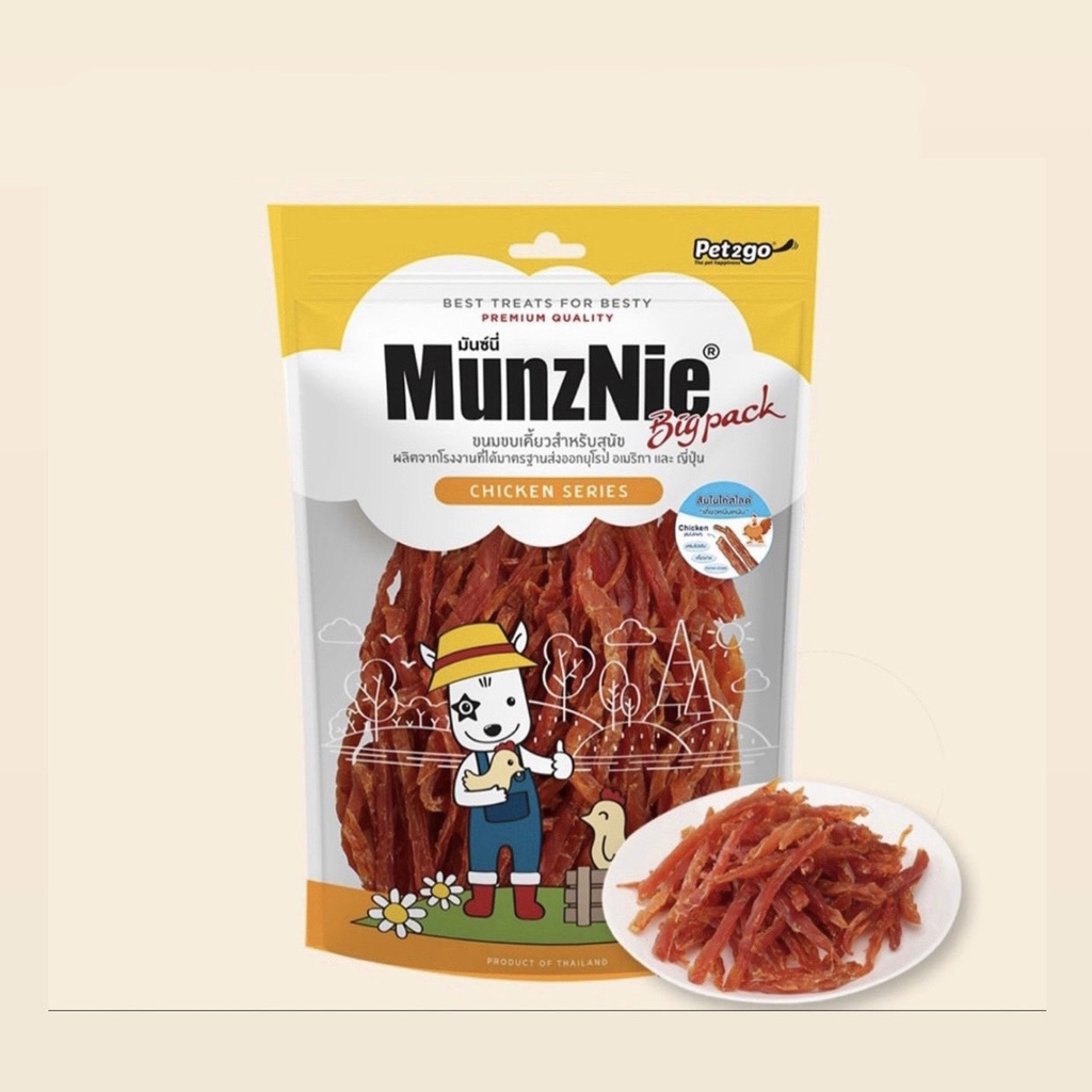 Snack que gặm cho Chó MUNZNIE Thái Lan (gà cắt lát/miếng gà/lườn gà sấy) 350gr