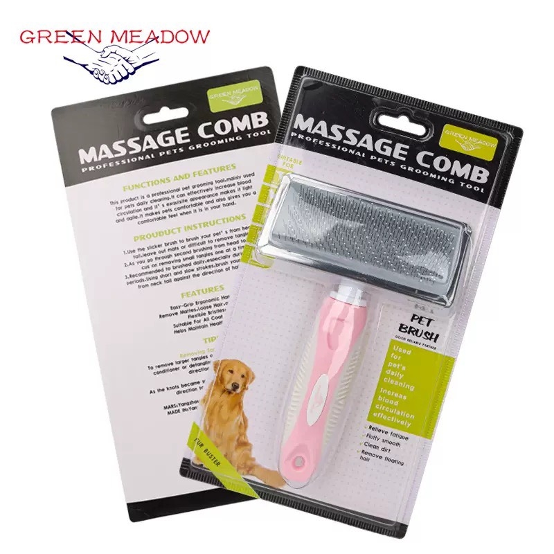 Lược chải xù Massage Comb bằng nhựa và kim loại dành cho Chó Mèo