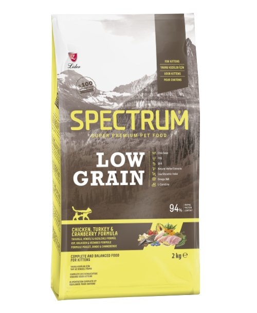 Thức ăn cho mèo Spectrum Low Grain Kitten Food Chicken & Turkey & Cranberry (vị Gà tây & Việt quất) 2Kg