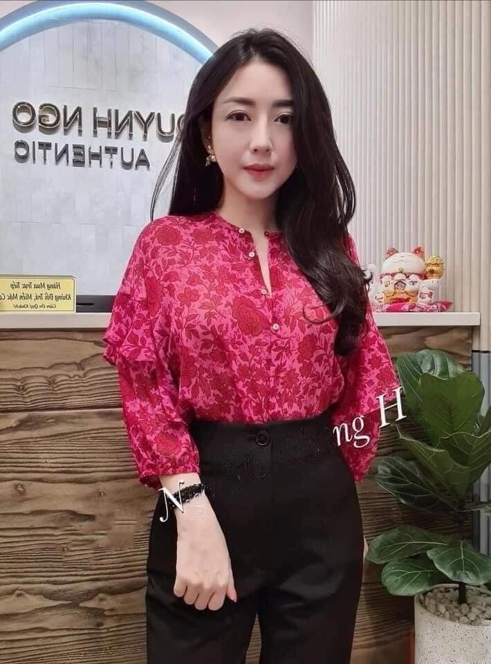 Áo Blouse voan hoa tay lỡ Mango Auth New Tag có sẵn 67019225
