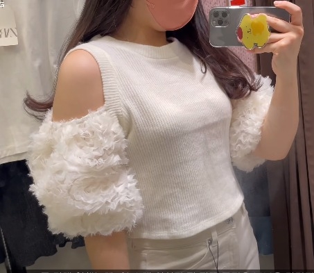 Áo len mỏng dáng ngắn trần vai tay bồng Zara Auth New Tag có sẵn 1014/362 1014362