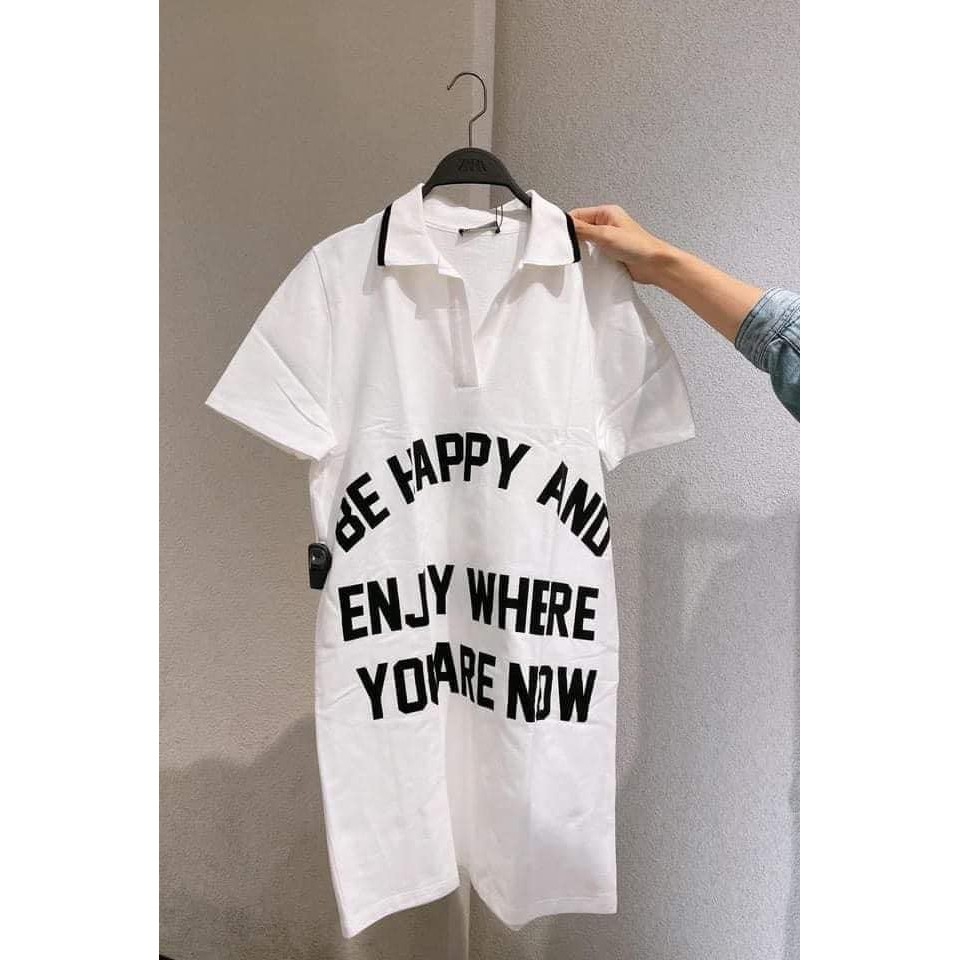 Váy dáng suông in chữ Zara Auth new tag có sẵn 0085/312 0085312 bầu có thể mặc được