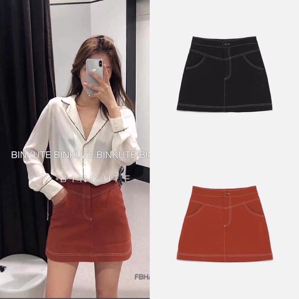 Áo sơ mi viền vạt, cổ V Zara Auth New Tag có sẵn 2088/379 2088379