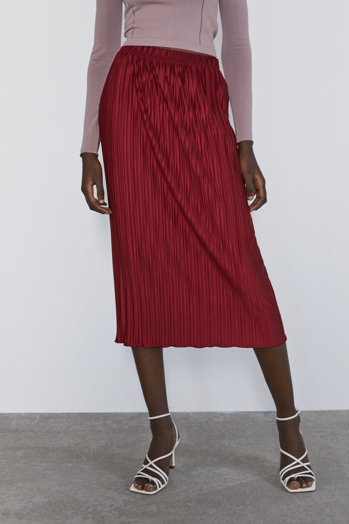 Chân váy xếp ly midi Zara Auth New Tag có sẵn 6050/633 6050633