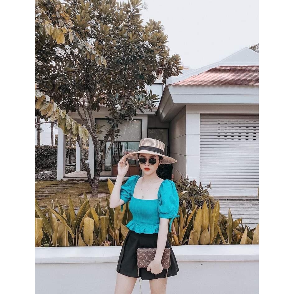 Áo kiểu cổ vuông chun eo Zara auth new tag có sẵn 5107/001 5107001