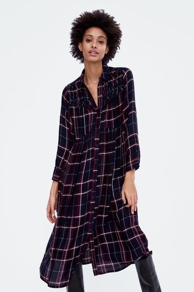 Váy dáng dài shirt dress kẻ dài tay Zara Auth New Tag có sẵn 7521/263 7521263