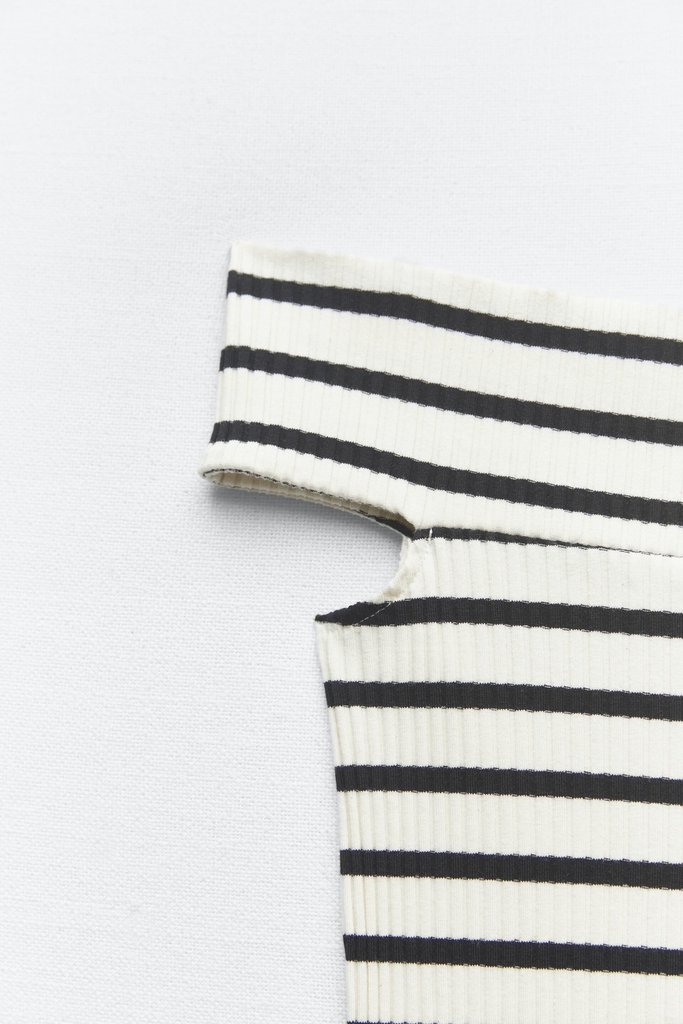 Áo thun gân trễ vai Zara Auth New Tag có sẵn 0858/166 0858166