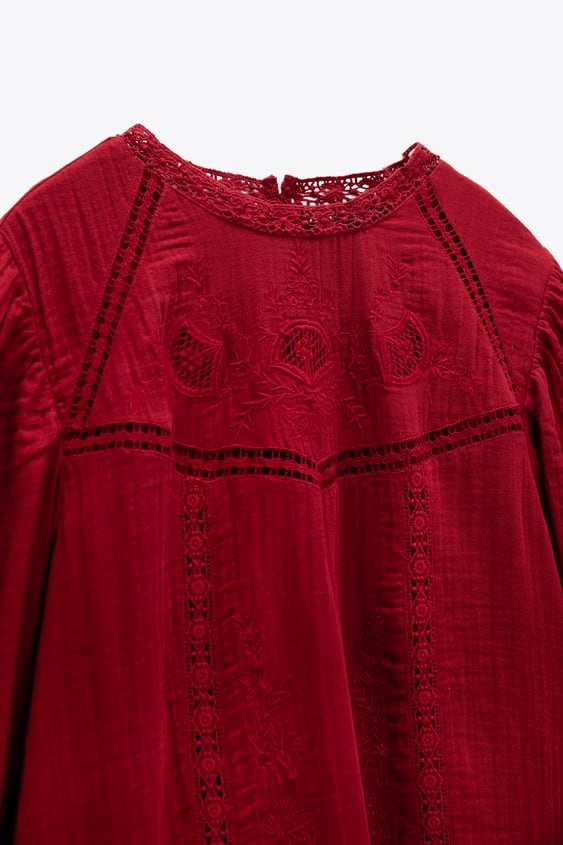 Váy suông thêu dáng babydoll Zara Auth New Tag có sẵn (bầu bí có thể mặc được) 0881/307 0881307