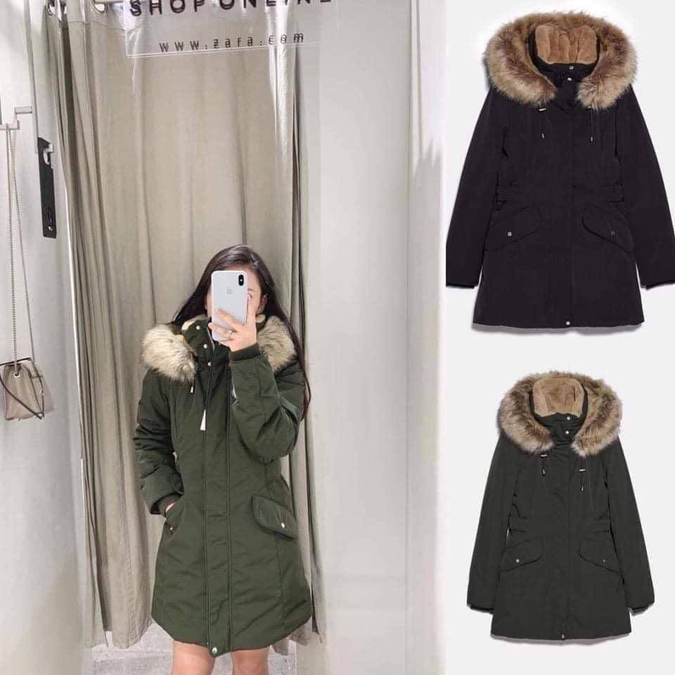 Áo khoác Parka chống nước dáng dài Zara Auth new tag có sẵn