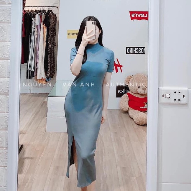 Váy dáng dài dáng ôm xẻ vạt Zara Auth new tag có sẵn 1044/627 1044627