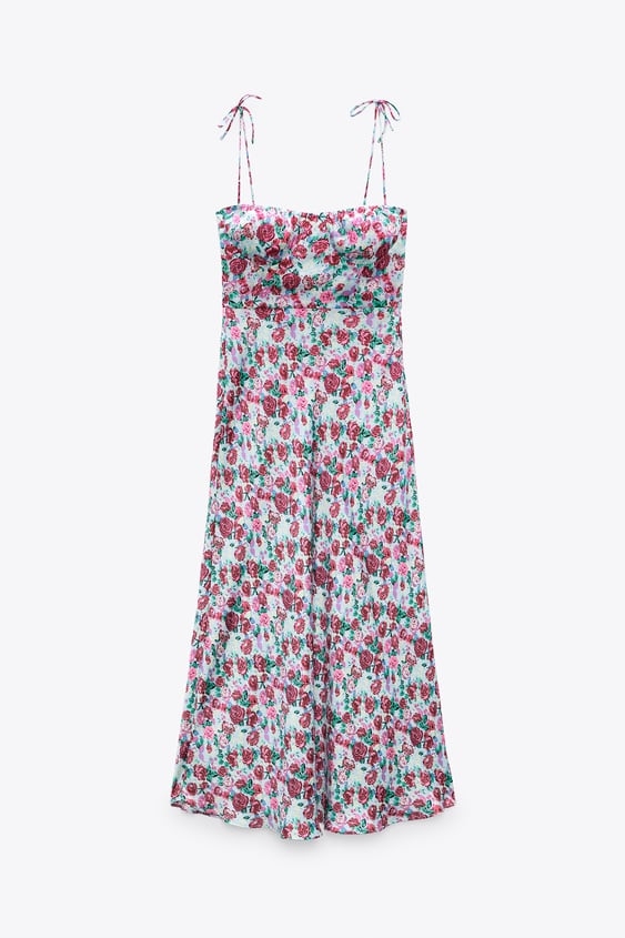 Váy hoa hai dây dáng dài xẻ tà Zara Auth New Tag có sẵn 8741/065 8741065