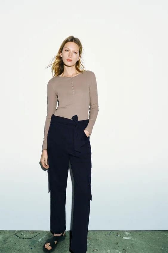 Áo thun dài tay cúc cổ Zara Auth New Tag có sẵn 1044/651 1044651