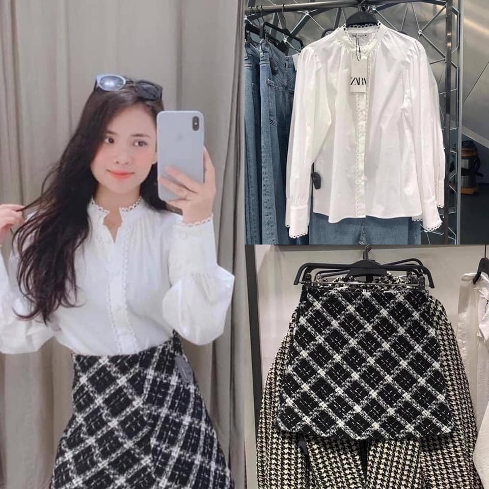 Áo sơ mi cổ tròn Zara Auth new tag có sẵn
