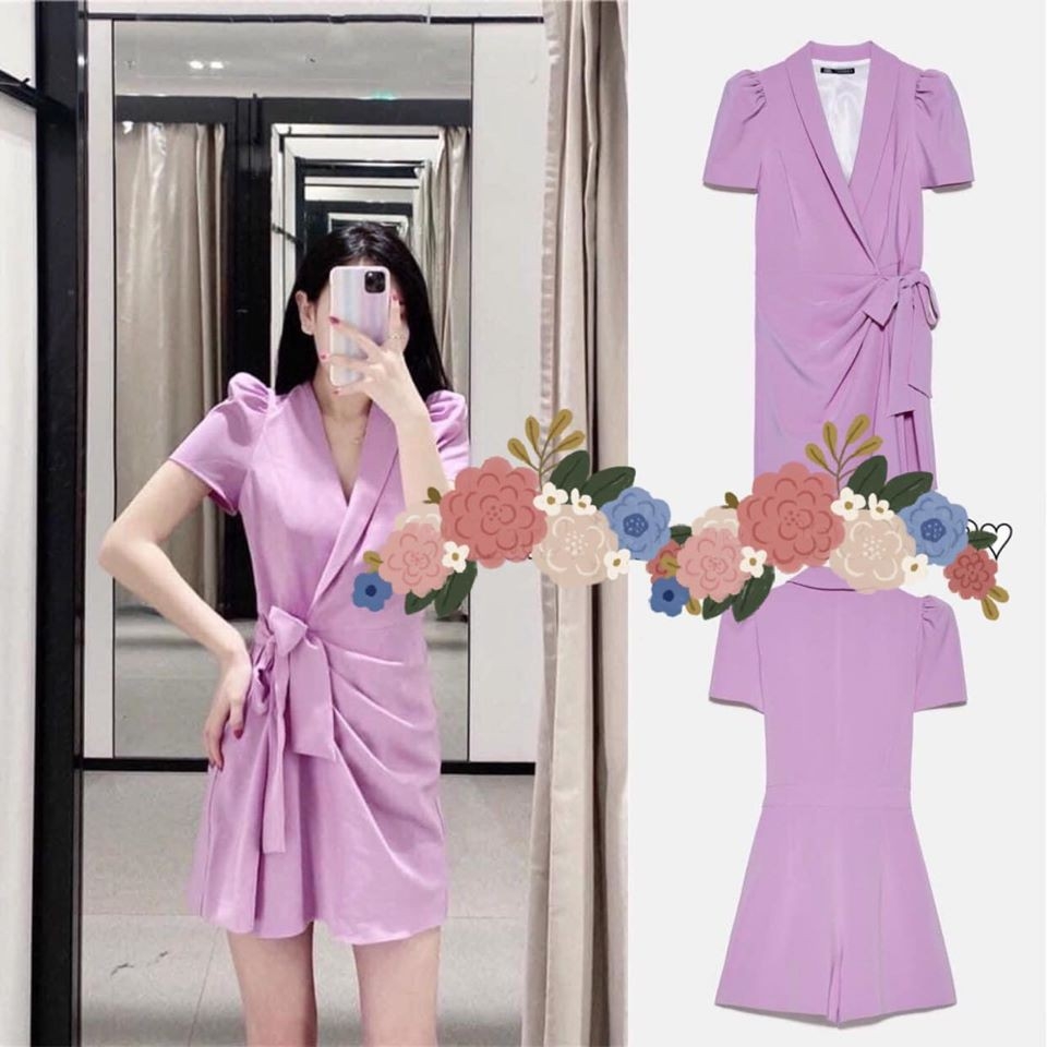 Jumpsuit dáng blazer ngắn vạt chéo tay bồng Zara Auth new tag có sẵn 2708/811 2708811