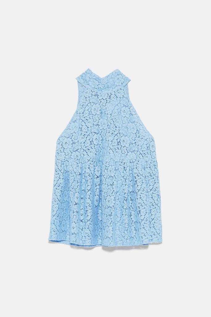 Áo cổ yếm ren dáng babydoll Zara Auth New Tag có sẵn 4786/077 4786077