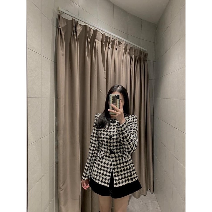 Áo khoác họa tiết Houndstooth Zara Auth New Tag có sẵn 8465/465 8465465