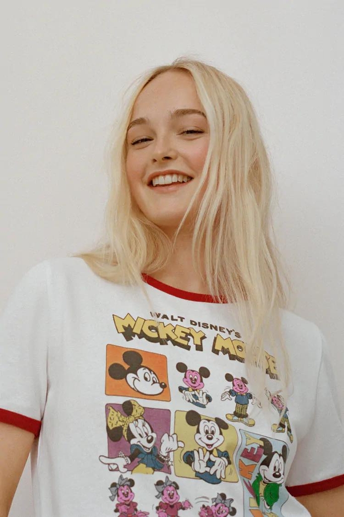 Áo phông Mickey cotton dáng vừa Zara Auth New Tag có sẵn 0085/365 0085365