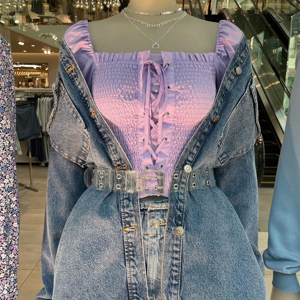 Áo kiểu dáng chun eo H&M x NiziU Auth New Tag có sẵn 0973868002
