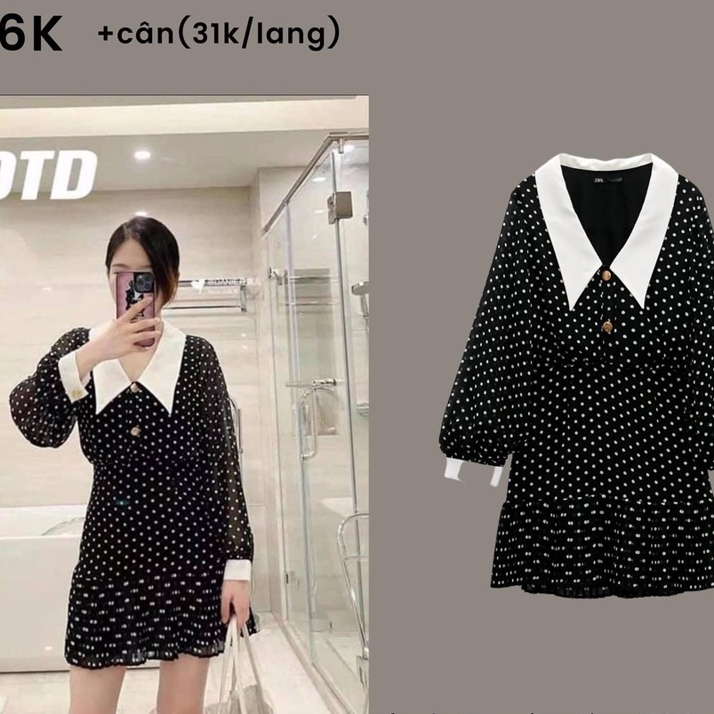 Váy chấm bi dáng ngắn chiết eo Zara Auth New Tag có sẵn 9878/199 9878199 9878/238 9878238