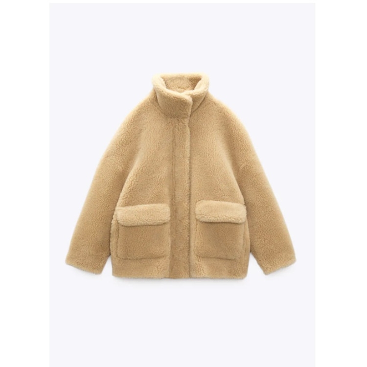 Áo khoác lông dáng rộng lót mặt da Zara Auth New Tag có sẵn 8491/240 8491240