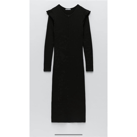 Váy len tăm body dáng dài khóa ngực Zara Auth New Tag có sẵn 1198/028 1198028