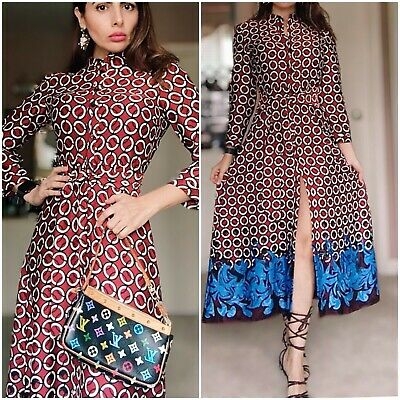 Váy dáng dài shirtdress họa tiết tròn đai eo Zara Auth New Tag có sẵn 8026/817 8026817