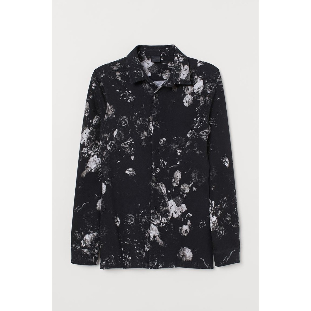 Áo sơ mi dáng ôm họa tiết H&M auth new tag có sẵn 0790929003