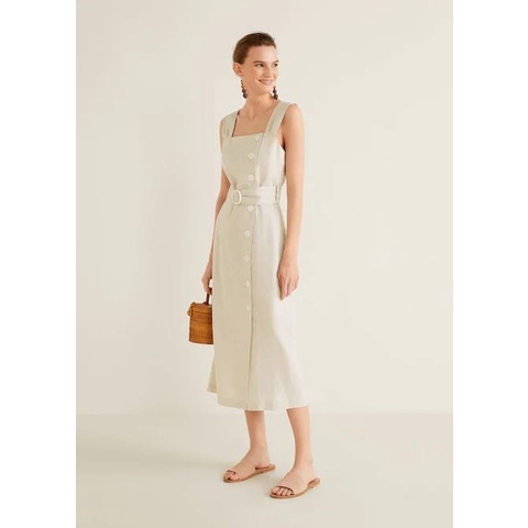 Váy linen dáng dài đai eo Mango Auth New Tag có sẵn 43017732