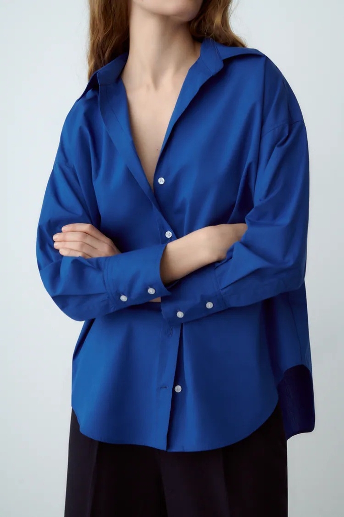 Áo sơ mi cotton dáng rộng Zara Auth New Tag có sẵn 8275/255 8275255
