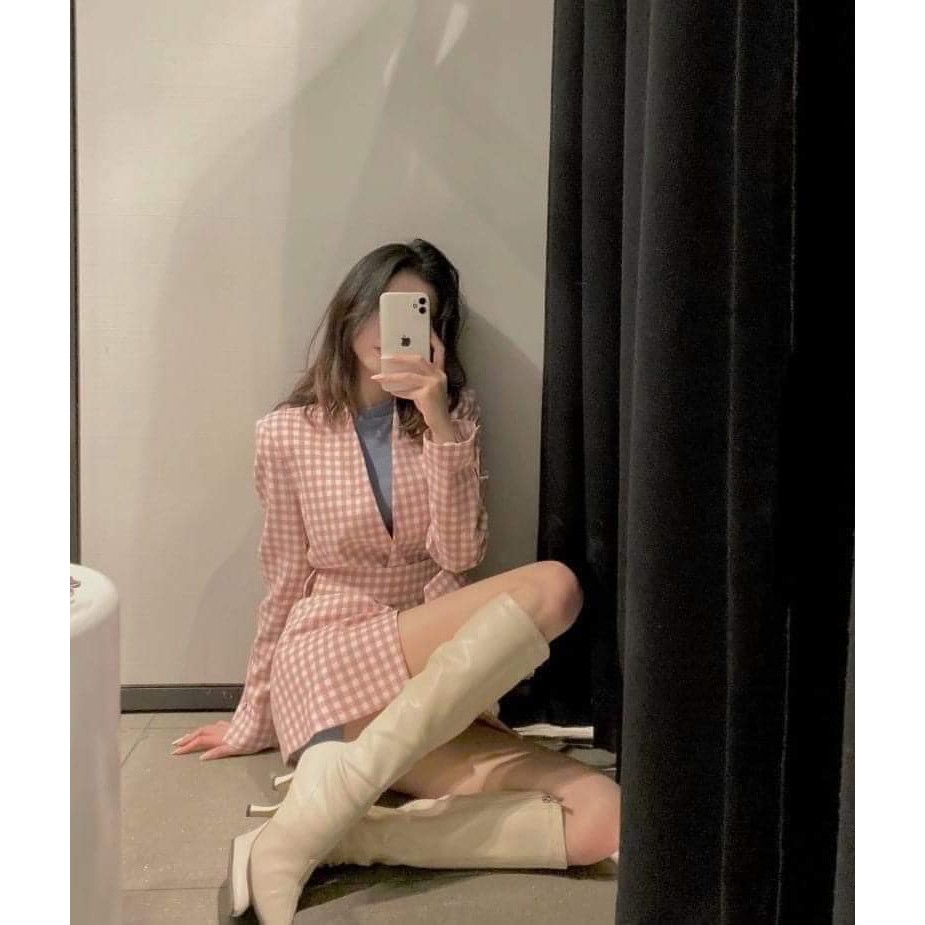 Áo Blazer kẻ hồng Zara Auth new tag có sẵn 2753/129 2753129