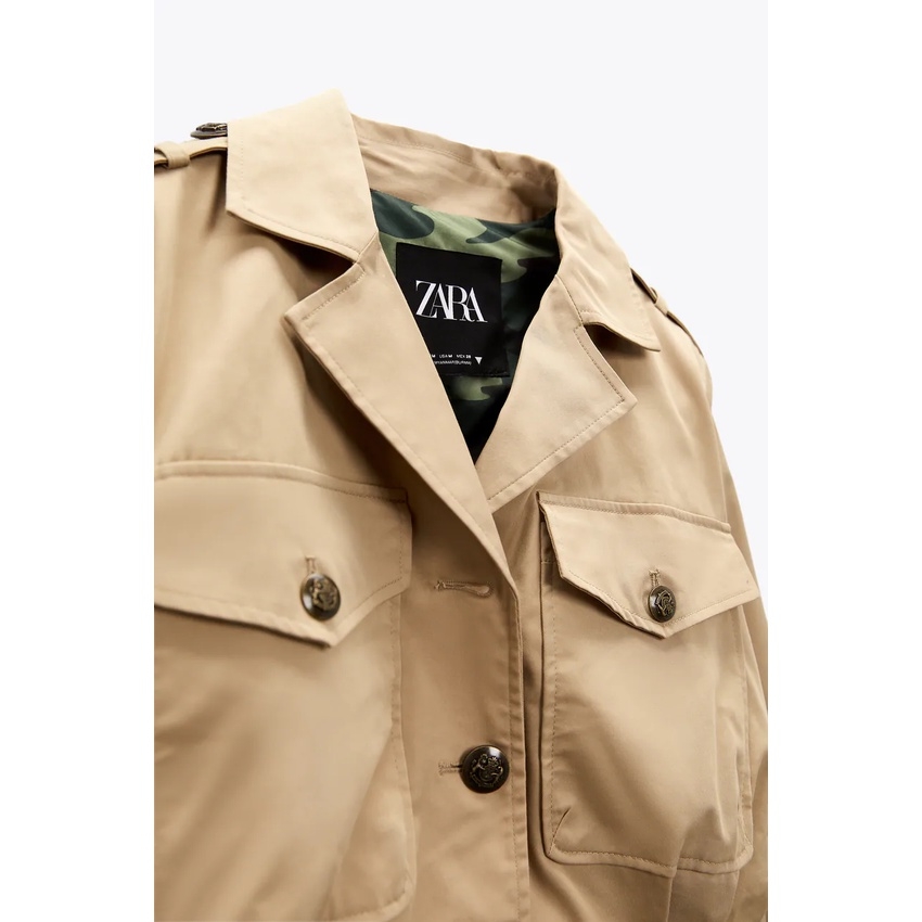 Áo khoác Croptop túi ngực Zara Auth New Tag có sẵn 4432/714 4432714