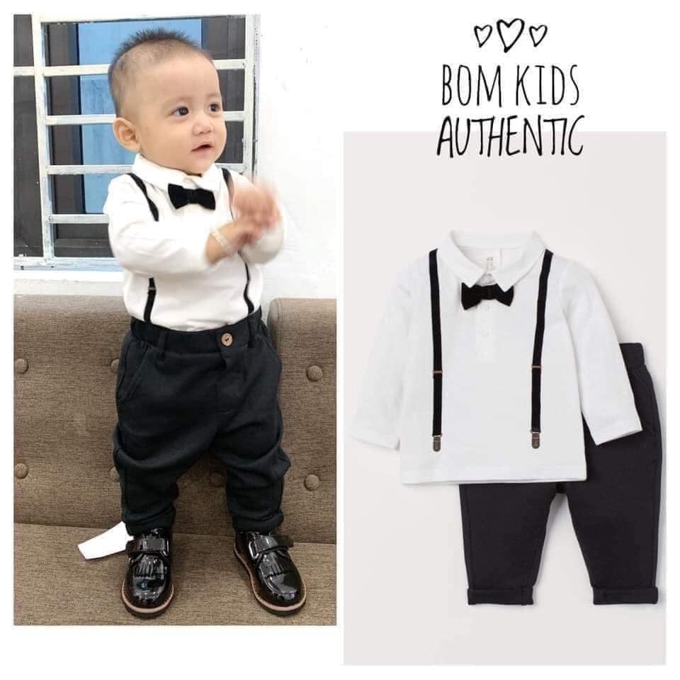 Set 3 món Công Tử Bé Trai (áo + quần + nơ) H&M Auth New Tag có sẵn 0780300002