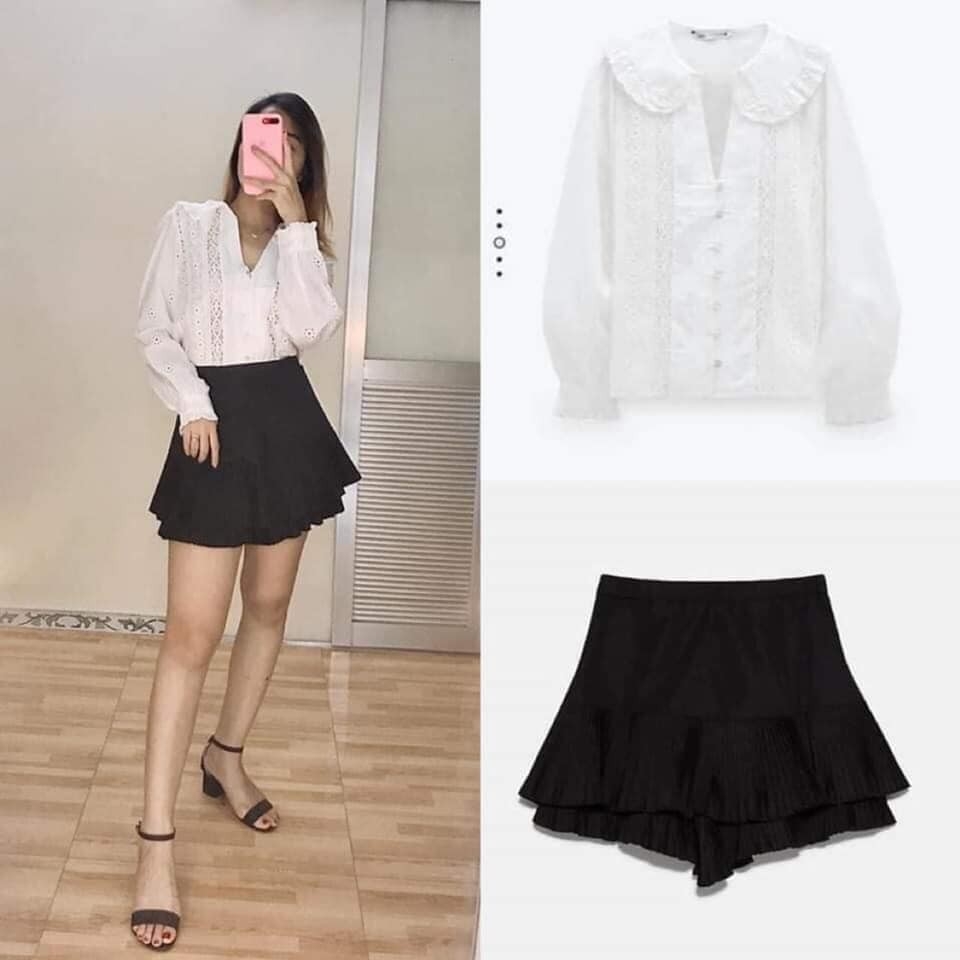 Quần váy ống xếp ly dáng xòe Zara Auth new tag có sẵn 0881/151 0881151