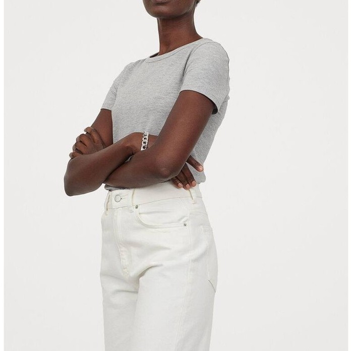 Áo phông cổ tròn basic dáng ôm chất co dãn nhiều màu H&M Auth new tag có sẵn 0778064