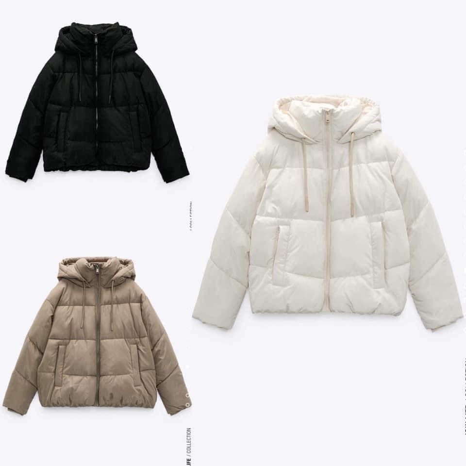 Áo khoác phao trần bông vải mềm Zara Auth New Tag có sẵn 3046/232 3046232 8073/201 8073201