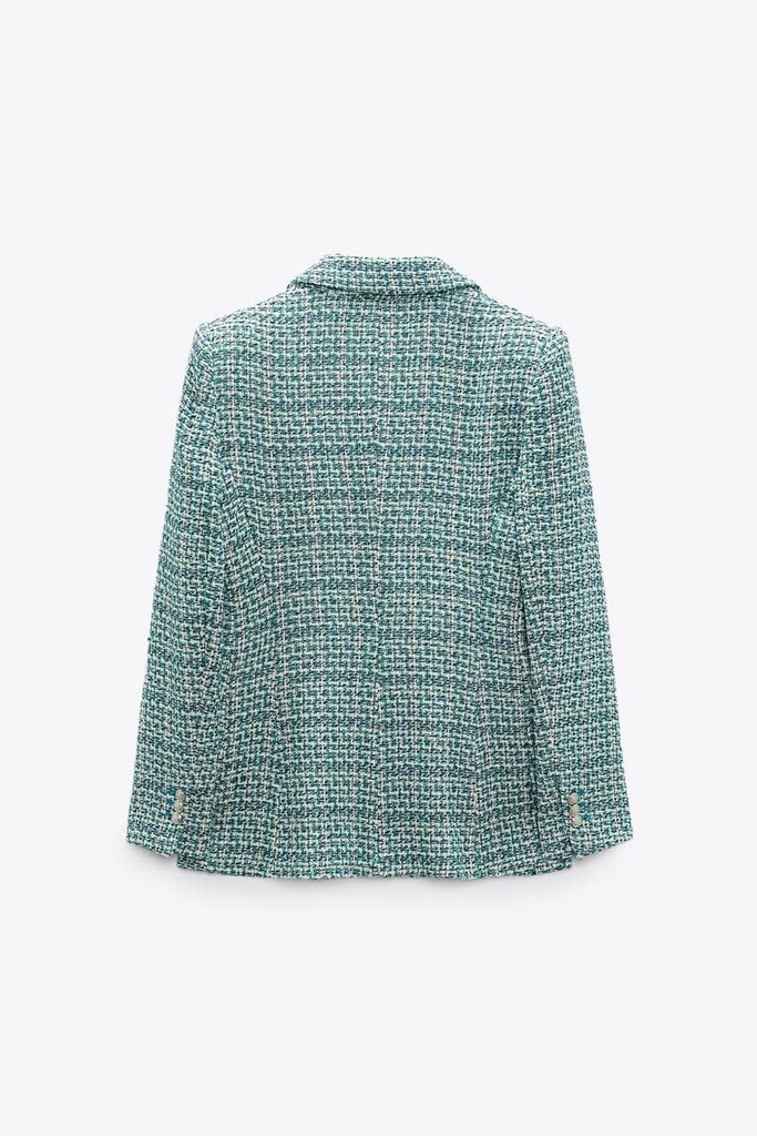 Áo Blazer dạ tweed khuy bạc chiết eo Zara Auth New Tag có sẵn 2324/140 2324140