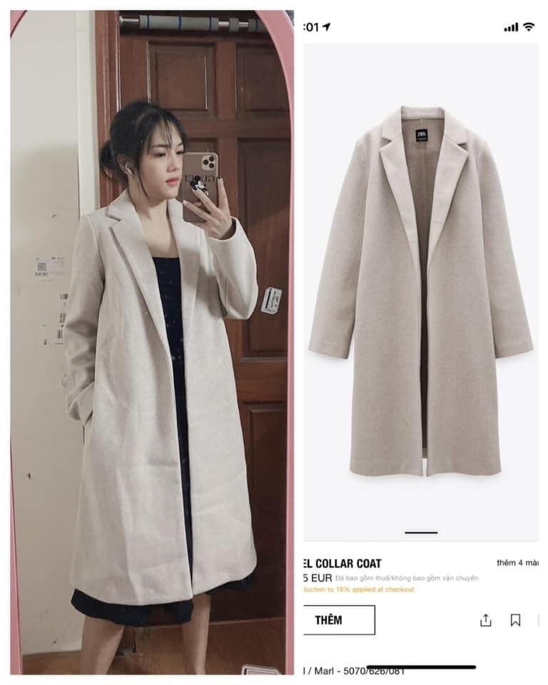 Áo khoác dạ ép dáng dài Zara Auth New Tag có sẵn 2712/495 2712495 5070/626 5070626