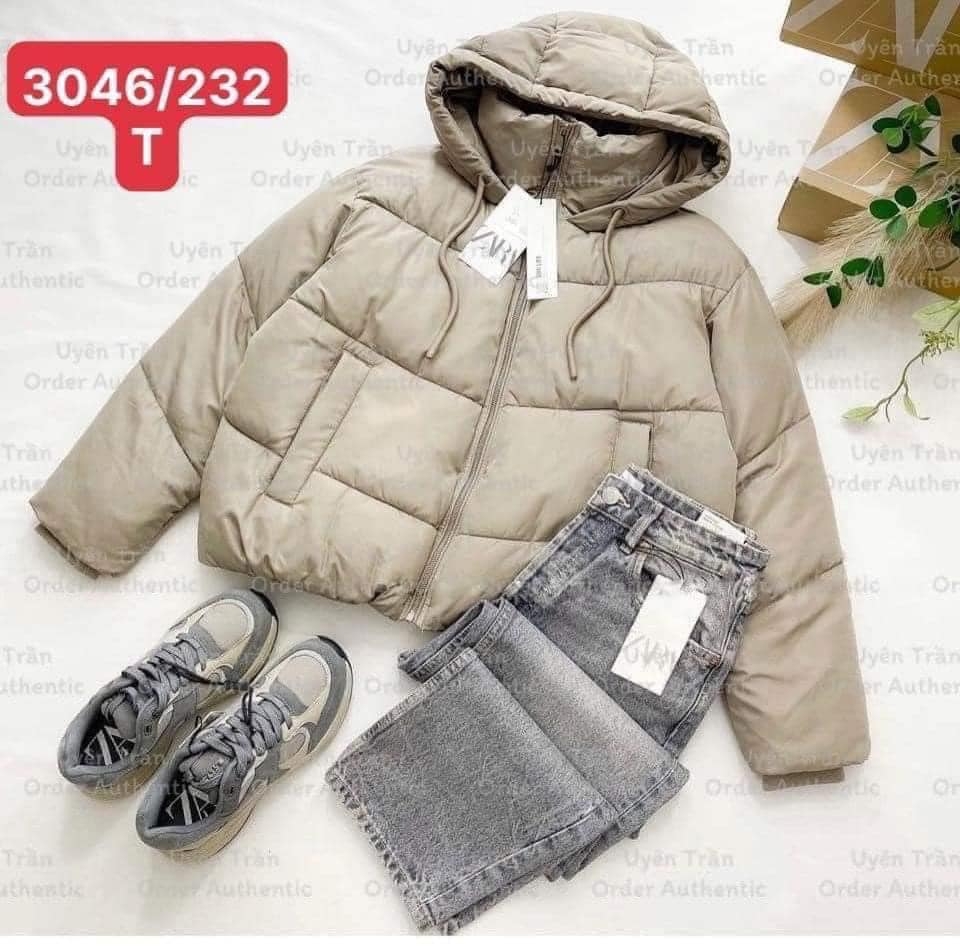 Áo khoác phao trần bông vải mềm Zara Auth New Tag có sẵn 3046/232 3046232 8073/201 8073201