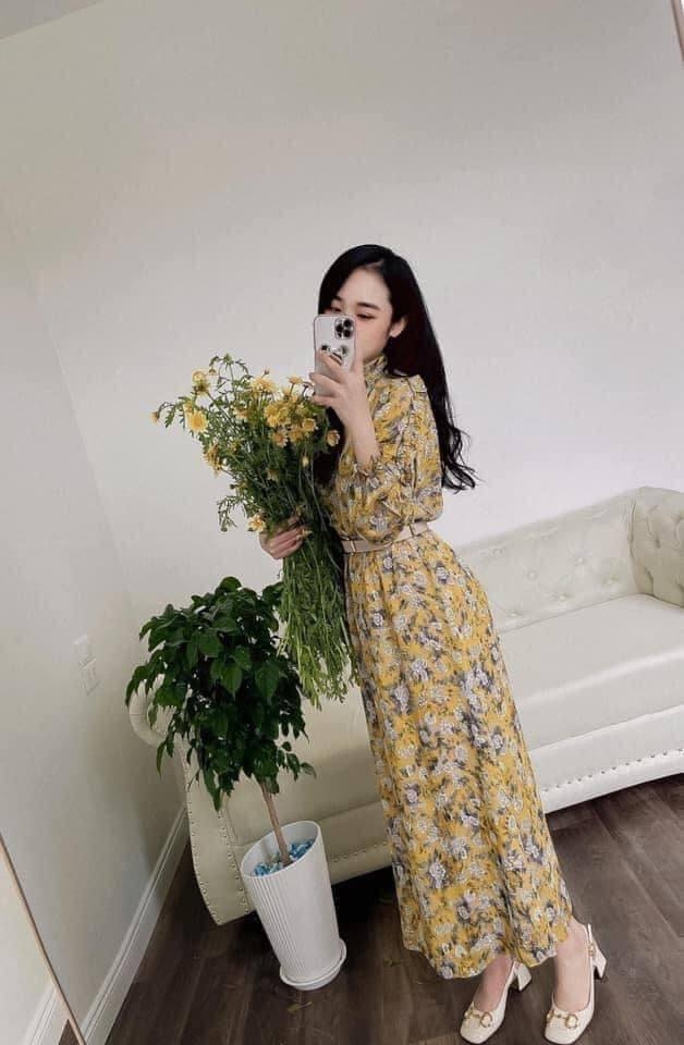 Váy hoa dáng dài cổ V kèm Belt tay dài Zara Auth New Tag có sẵn 2352/571 2352571