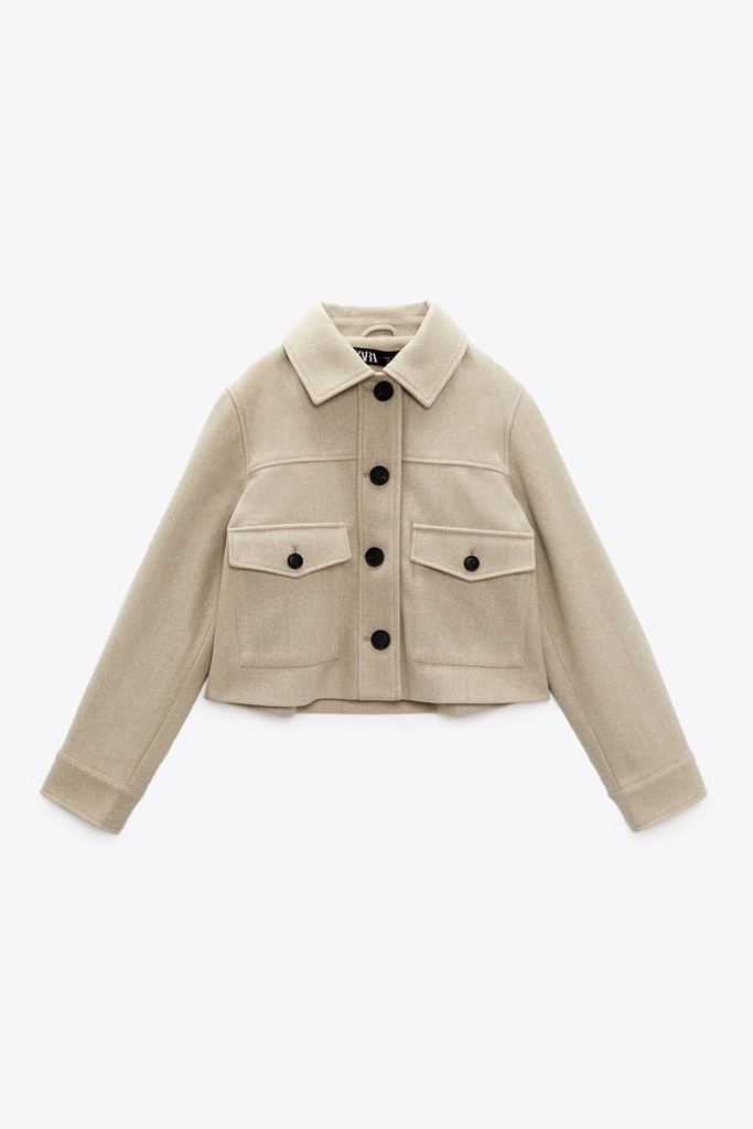 Áo khoác dáng ngắn vải dạ mềm Zara Auth New Tag có sẵn 8372/027 8372027