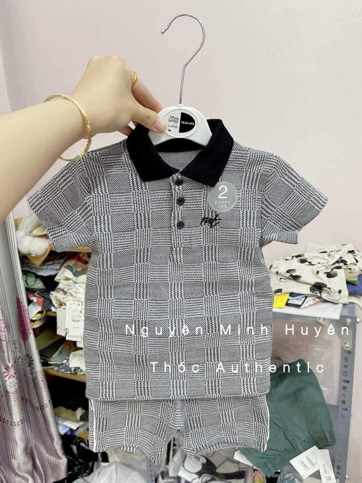 [AUTH CÓ SẴN] Set bộ bé trai Next Jacquard (áo polo + quần short) Auth New Tag có sẵn A67-638