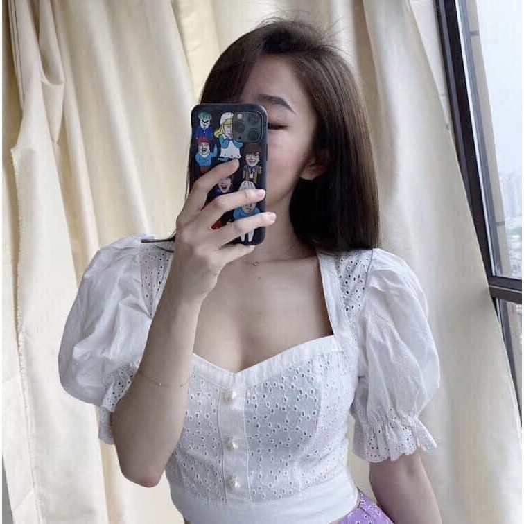 Áo kiểu Zara thêu croptop Auth new tag có sẵn