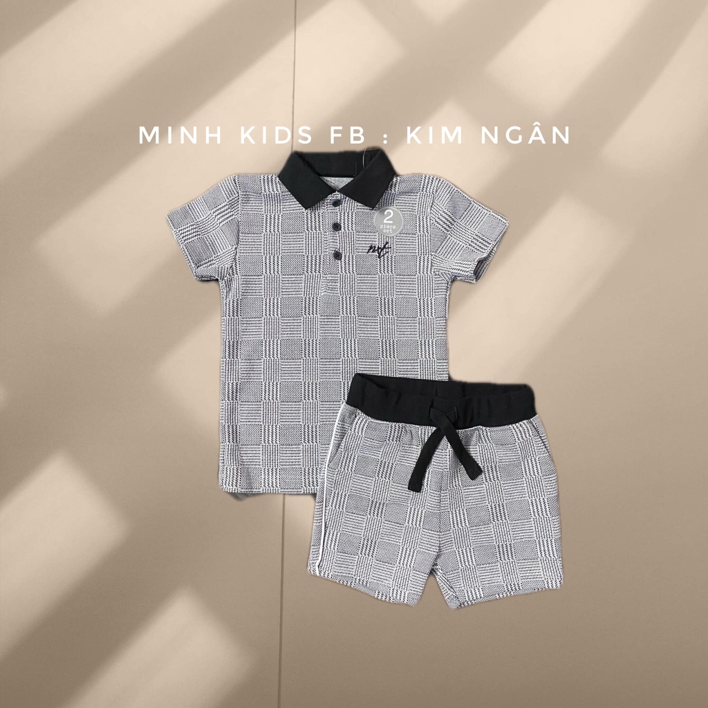 [AUTH CÓ SẴN] Set bộ bé trai Next Jacquard (áo polo + quần short) Auth New Tag có sẵn A67-638