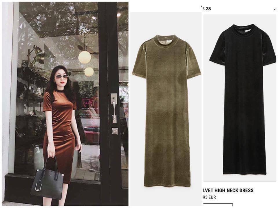 Váy mặt nhung dáng dài body Zara Auth New Tag có sẵn 2878/812 2878812