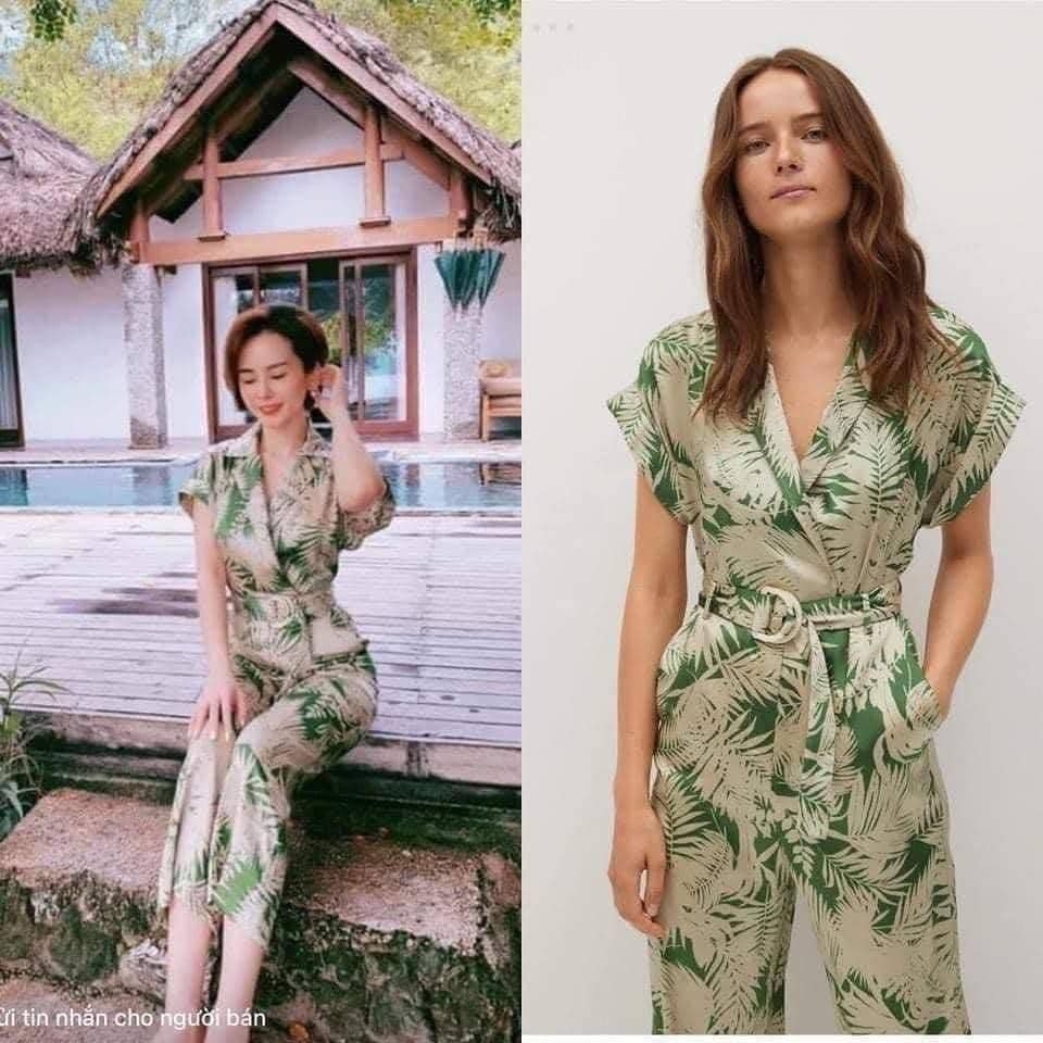 Jumpsuit dáng dài họa tiết lá Mango Auth New Tag có sẵn 67069215