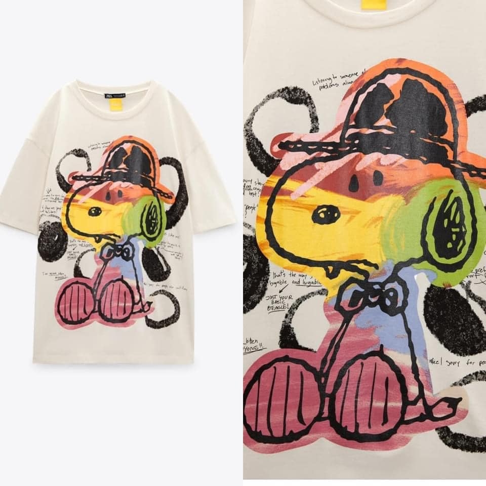 Áo phông dáng rộng Snoopy Zara Auth New tag có sẵn 5644/467 5644467
