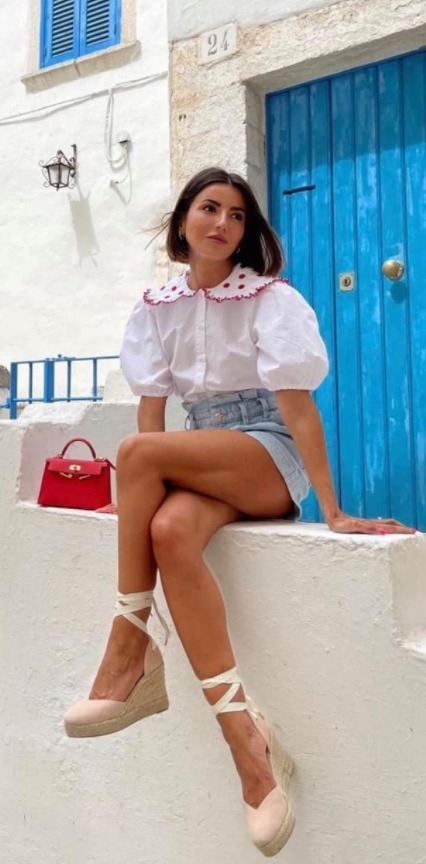 Áo Blouse thêu cổ viền đỏ Zara Auth New Tag có sẵn 0881/425 0881425