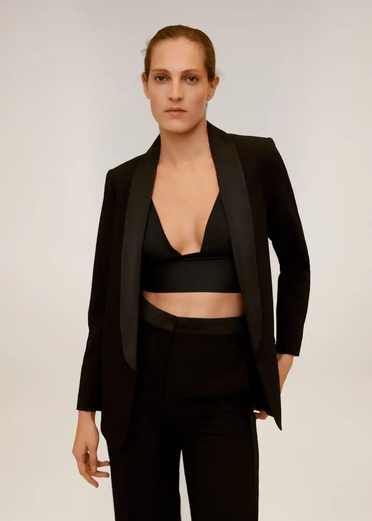 Áo Blazer vạt lụa dáng suông có túi Mango Auth New Tag có sẵn 77135130