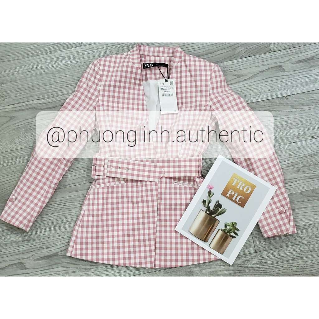 Áo Blazer kẻ hồng Zara Auth new tag có sẵn 2753/129 2753129