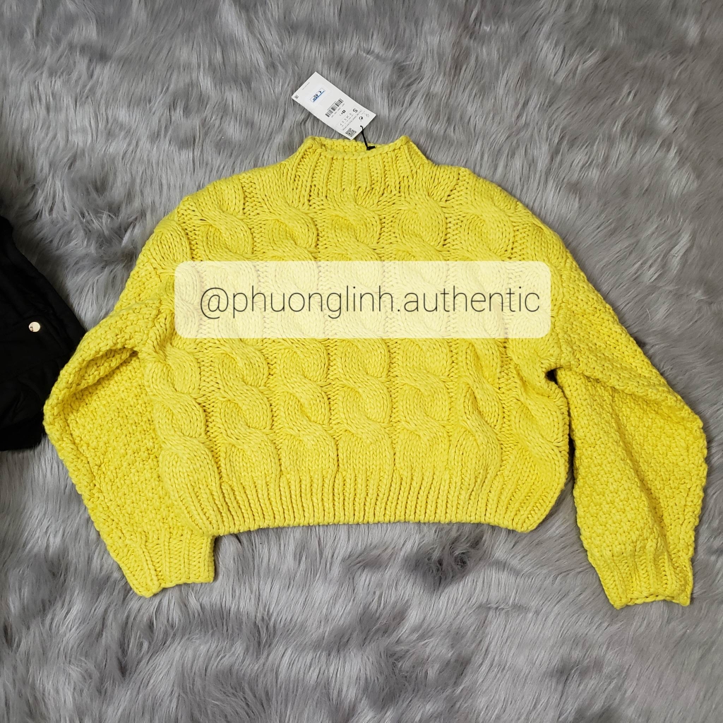 Áo len dáng rộng ngắn vặn thừng Zara Auth New Tag có sẵn 2893/006 2893006